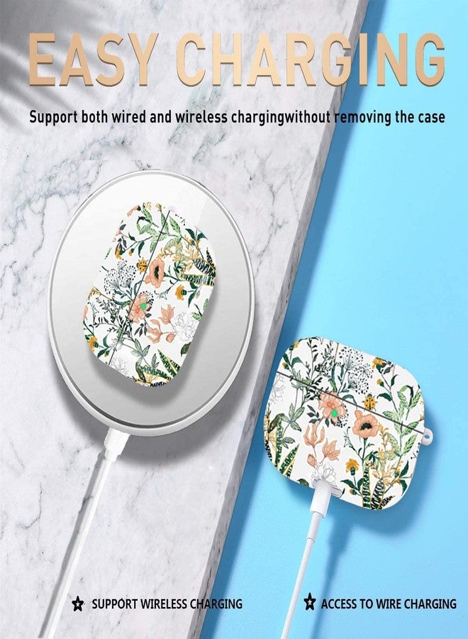 Olytop for Airpods Pro 2nd/1st Generation Case Floral 2019/2022/2023, Cute Ladybugs Air pod Pros Protective Cover Printed Skin Women Girl for Apple iPod Pro 2/1 Gen Case with Keychain - Flower/Cactus - Image 3
